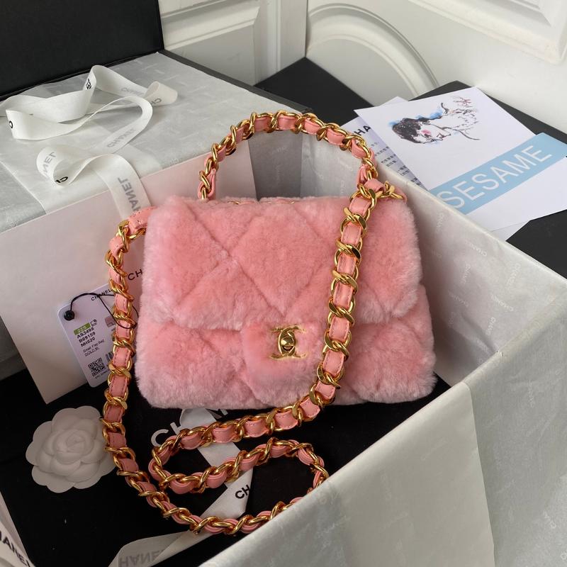 Chanel Handbags AS3498 Wool Pink